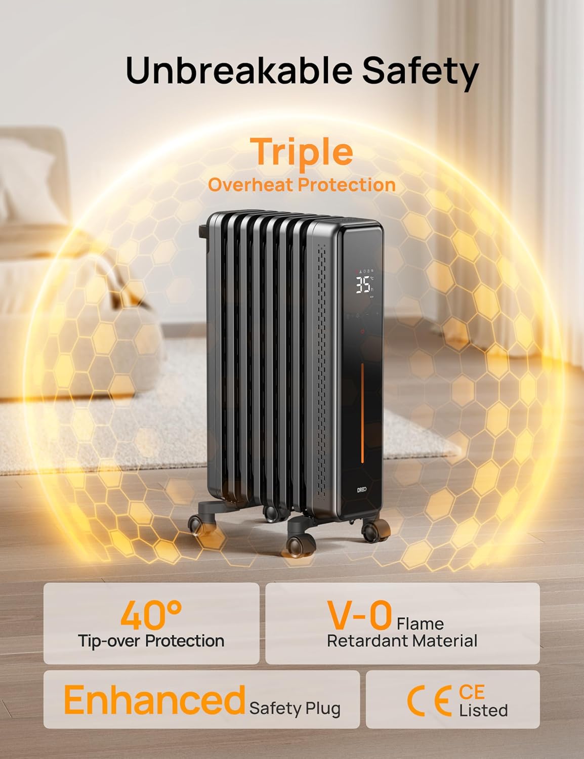 Detalle 1 de Dreo OH521 2000W oil-filled radiator with thermostat