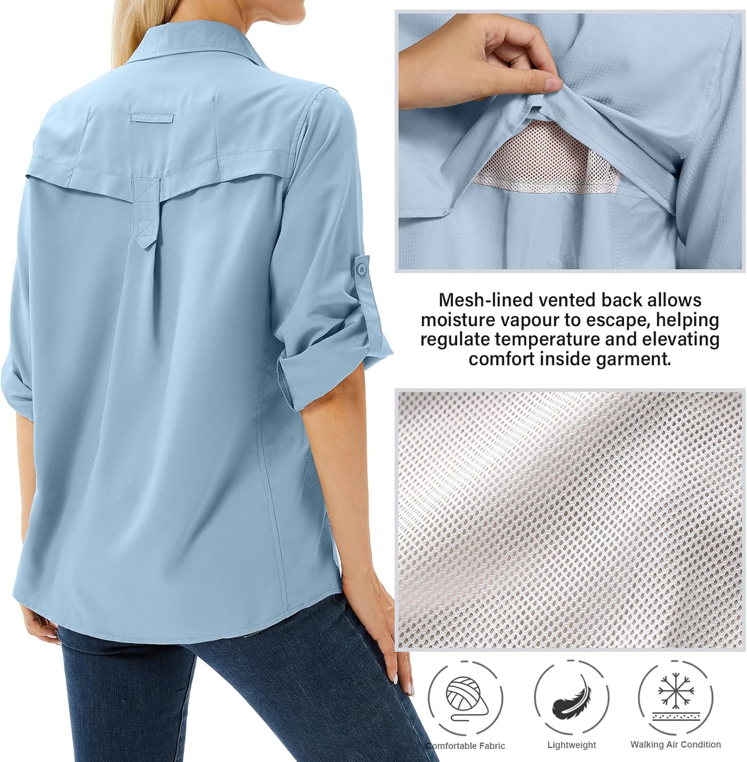 Thumbnail 1 de Yeyity Hemdbluse Damen mit UPF 50 – Langarm Outdoor-Shirt für Wanderungen und Safari