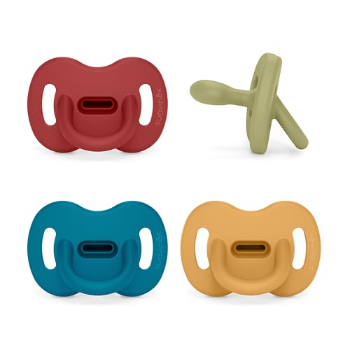 SUAVINEX Pack 4 Chupetes Todo Silicona SX Pro – 6 a 18 Meses (Honey, Lake, Ocean, Chili)