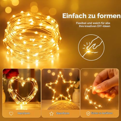 Detalle 2 de bitjam 4 Stück Lichterkette Batterie mit Timer, 2M, 20 LED – Innen