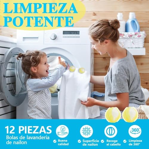 Thumbnail 6 de Prety 12 Pcs Atrapa Pelos Lavadora – Bolas Atrapa Pelos Reutilizables para Mascotas (Amarillo)