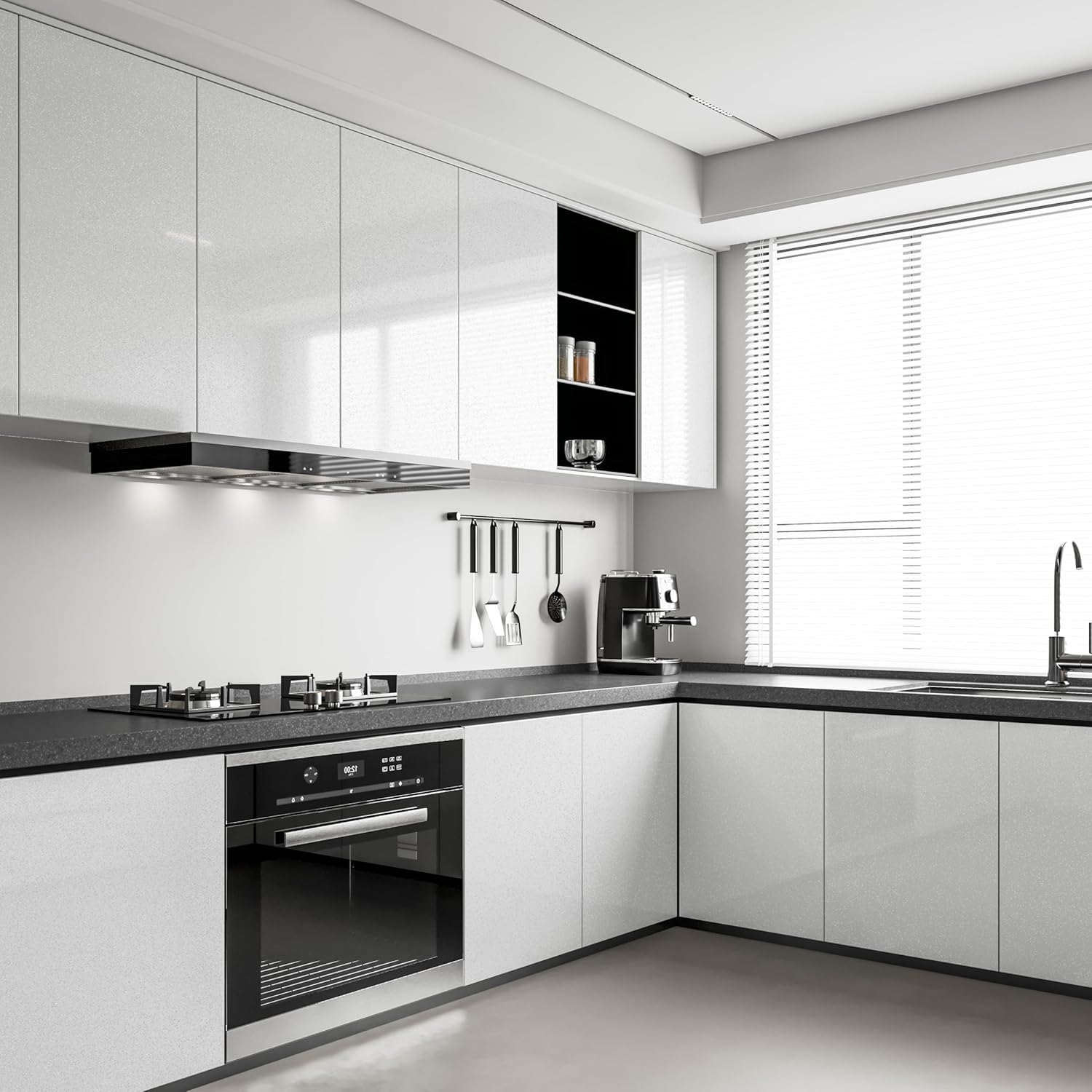 Thumbnail 3 de Papier adhésif Hode blanc brillant pailleté (40 x 300 cm) pour meubles et murs