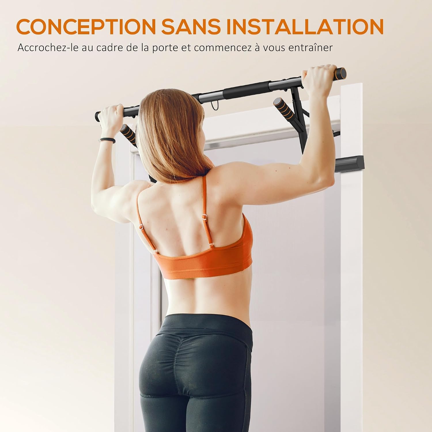 Thumbnail 2 de SPORTNOW Barre de traction porte avec bandes