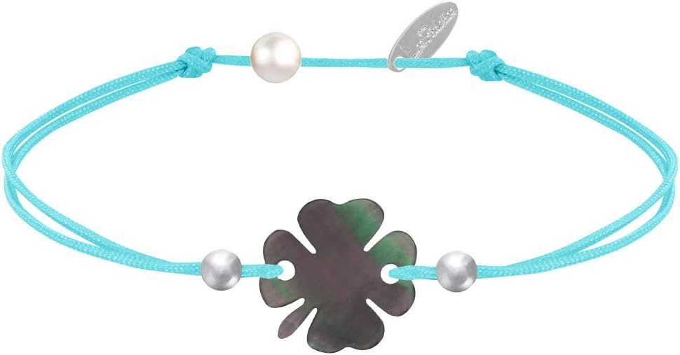 Thumbnail 6 de LES POULETTES BIJOUX Bracciale Trifoglio in madreperla grigia e perle d’argento 925 “Classics”