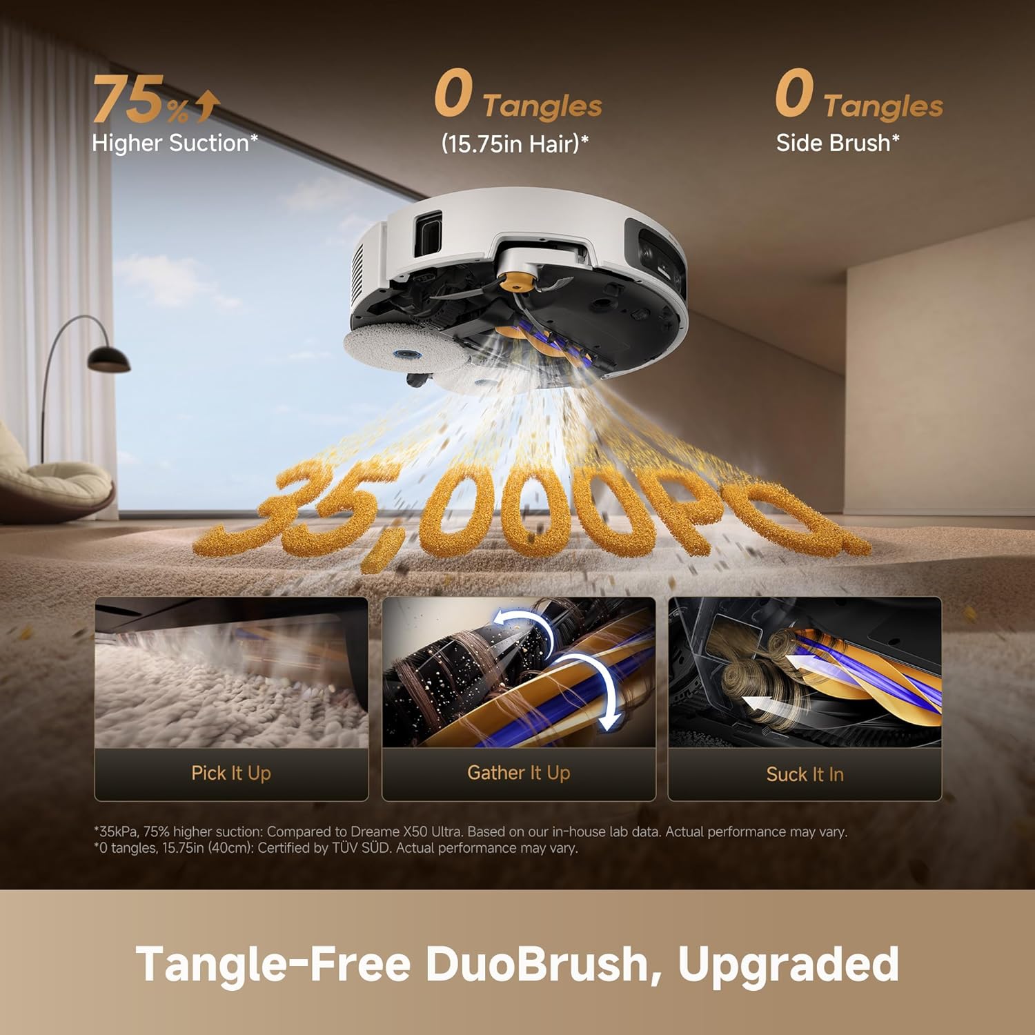 Thumbnail 4 de DREAME X60 Ultra Robot Vacuum and Mop with 3.13in ultra-thin design and self-emptying dock