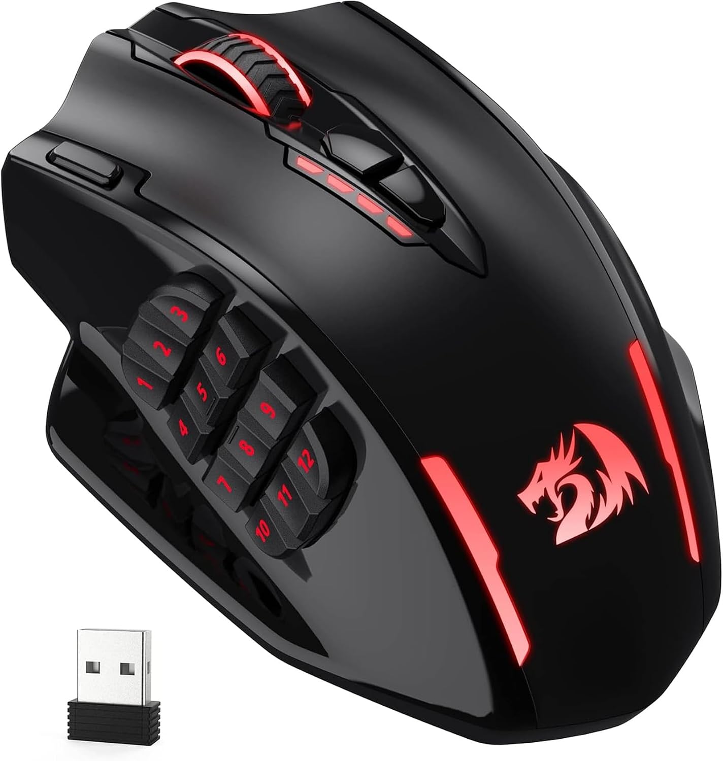 Detalle de Redragon M913 Impact Elite Wireless Gaming Maus 16000 DPI MMO-Maus