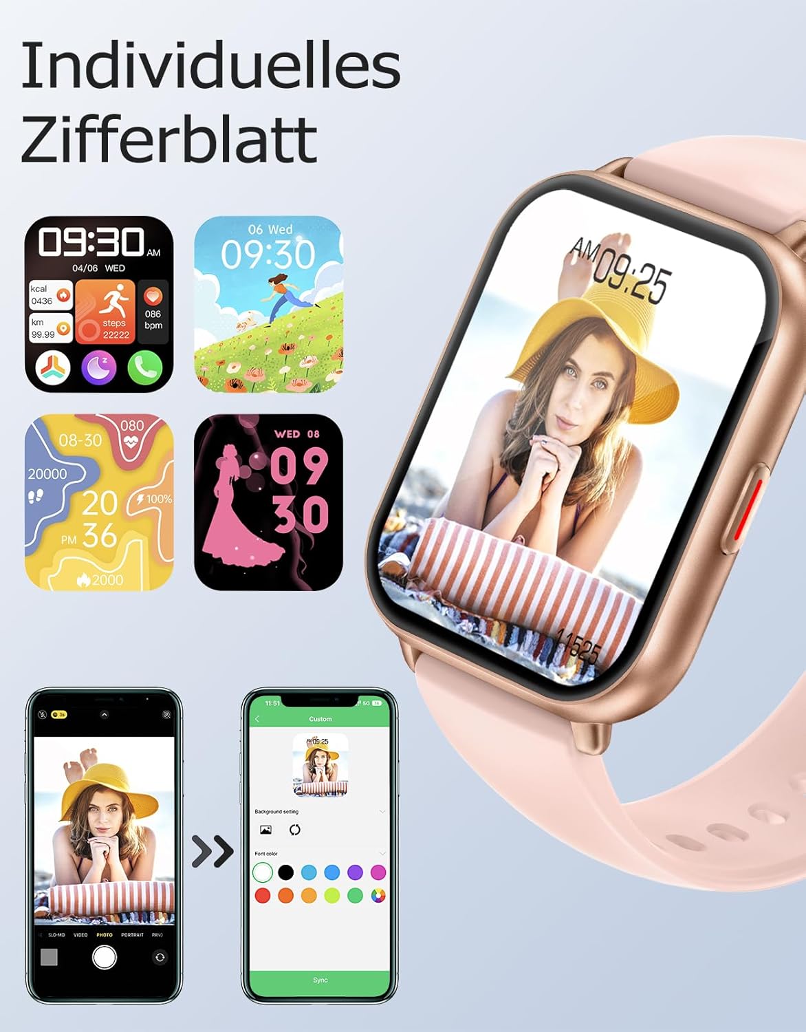 Thumbnail 5 de RUIMEN Smartwatch Telefonfunktion Pulsuhr SpO2