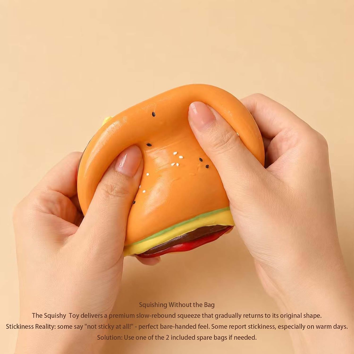 Detalle de Taba Squishy Hamburger Toy: Realistic Silicone Stress Relief Fidget