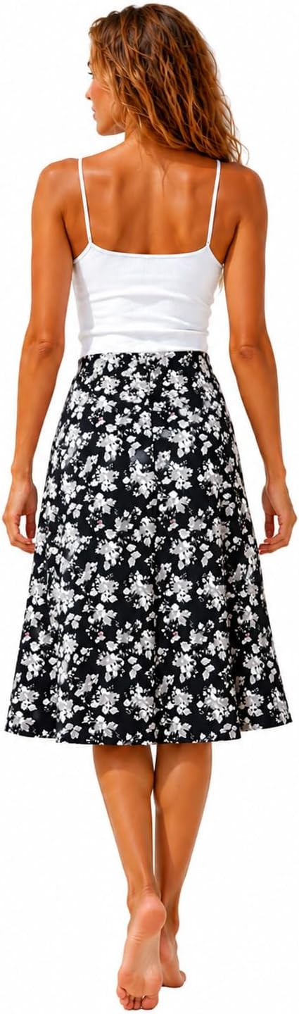Detalle 2 de Van Der Rich bloemenrok voor dames met elastische tailleband