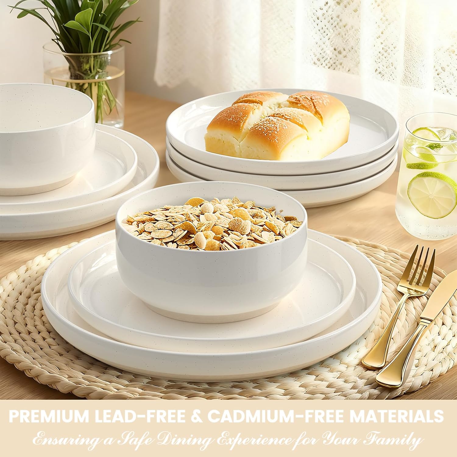 Detalle 2 de Plates and Bowls 12-Piece Dinnerware 🍽