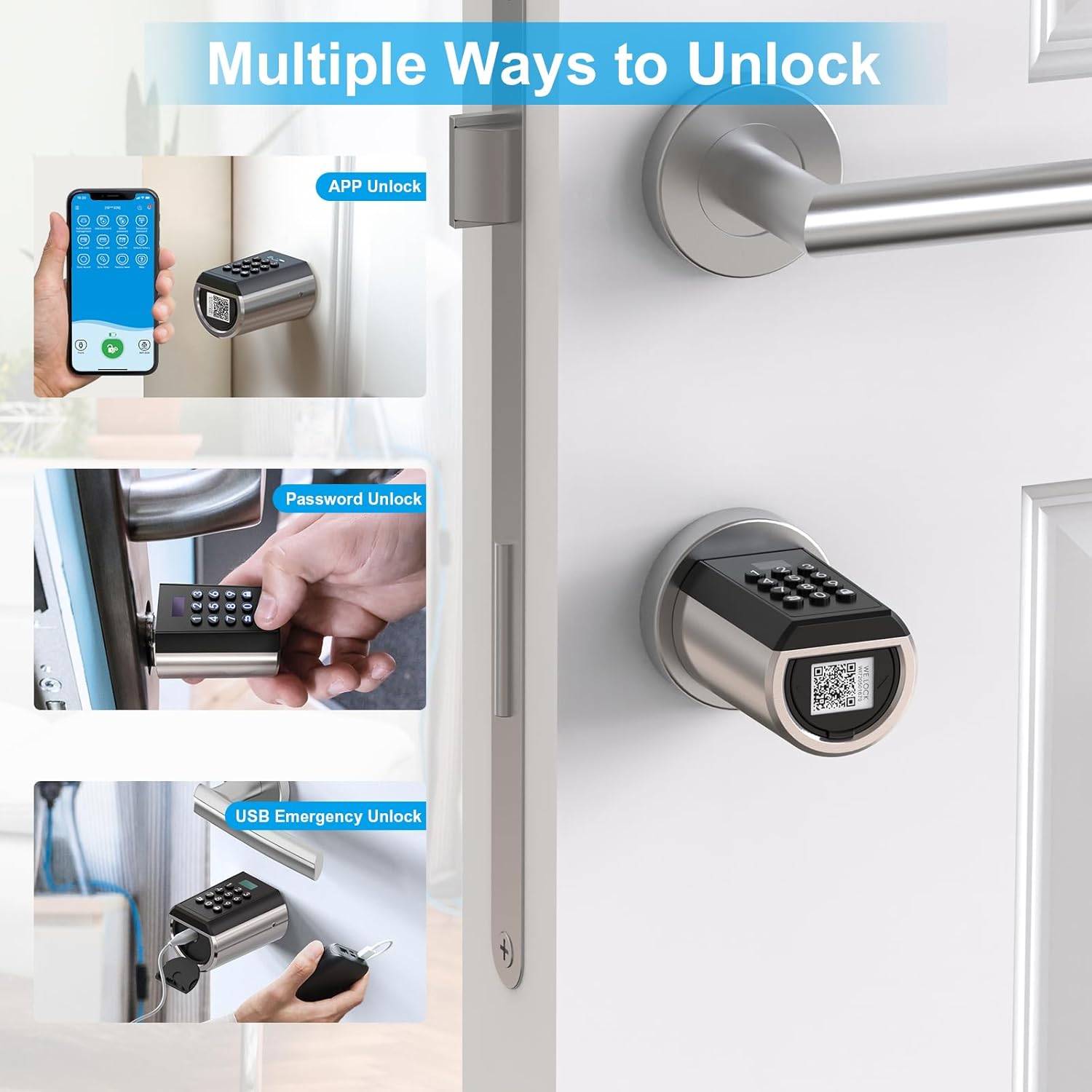 Detalle 2 de WE.LOCK PB Serratura Smart: serratura elettronica per porta blindata con password, Bluetooth e controllo via app