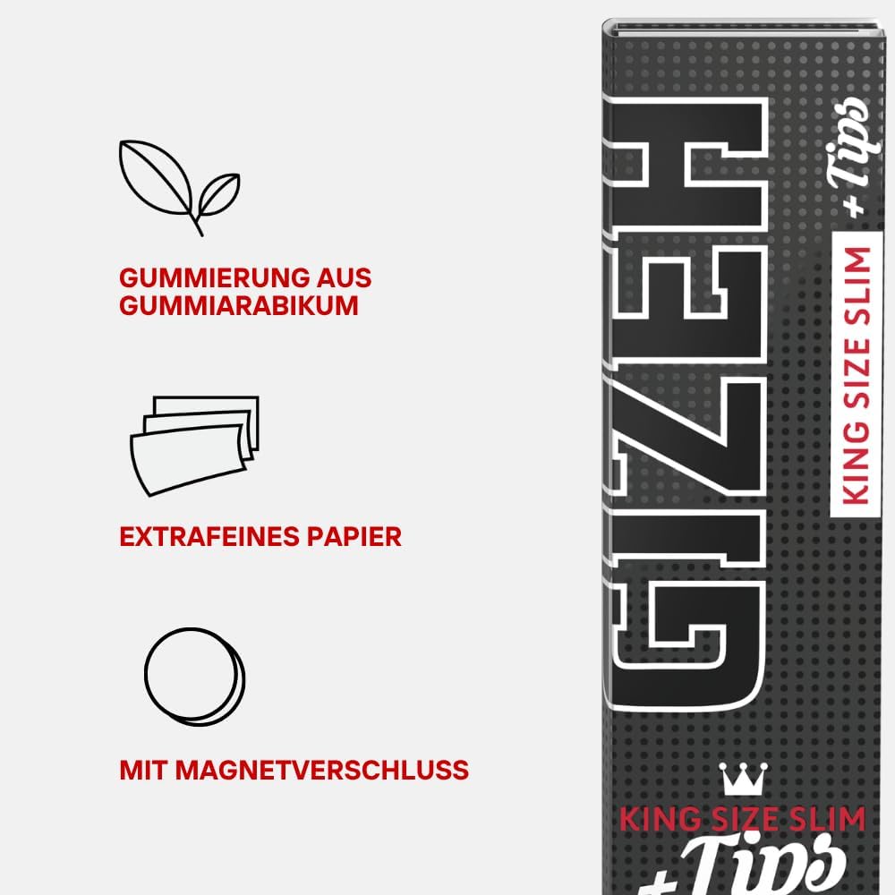 Detalle 1 de Gizeh 15558 bibułki King Size Slim, cienki papier z gumą arabską