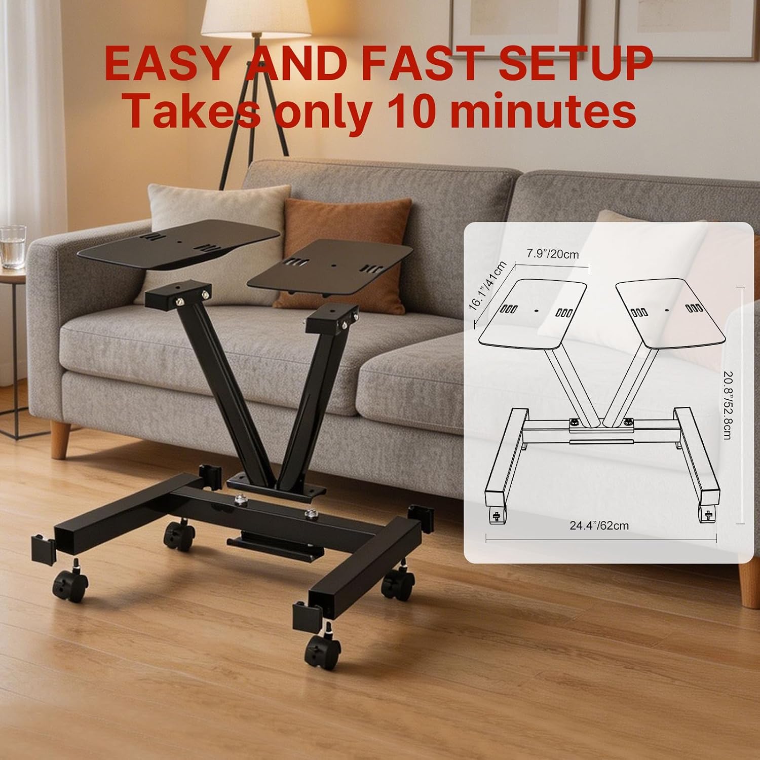 Detalle 2 de EnterSports Adjustable Dumbbell Stand with Wheels, 220 lb Capacity, 5–90 lb Fit