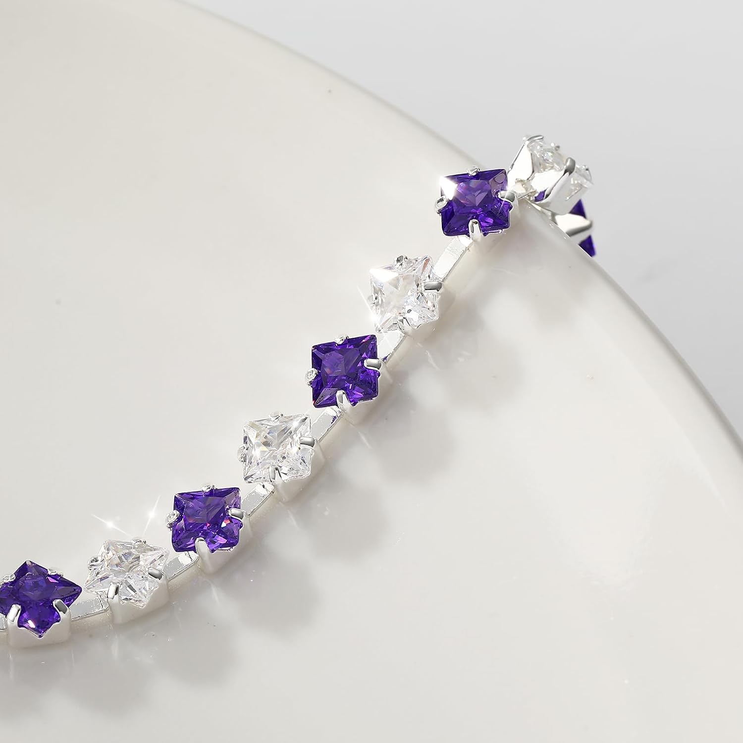 Detalle de Esmoly Bracciale Donna Argento Tennis con 12 Pietre Natali e Zirconi 5A – Regolabile