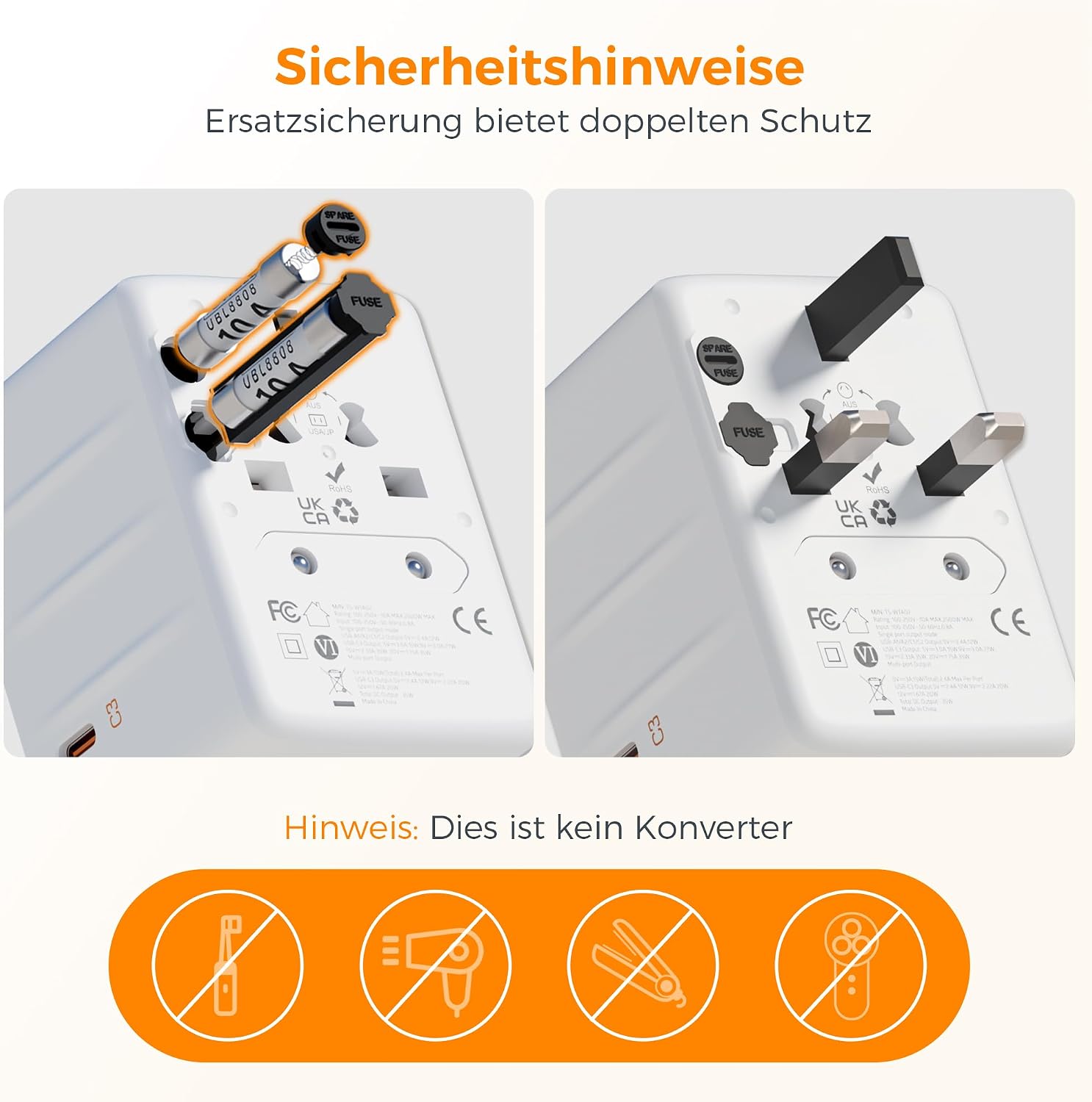 Thumbnail 5 de TESSAN 35W Reiseadapter Weltweit