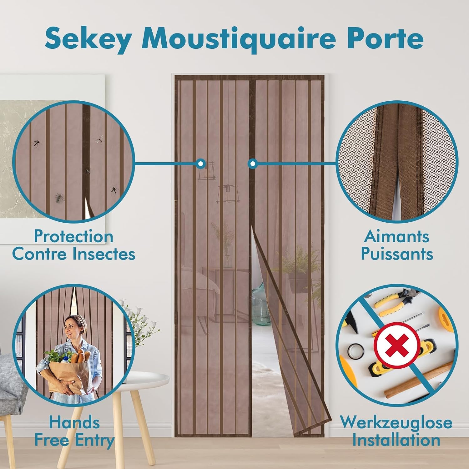 Thumbnail 1 de Sekey 140 x 240 cm Moustiquaire pour porte 🪟