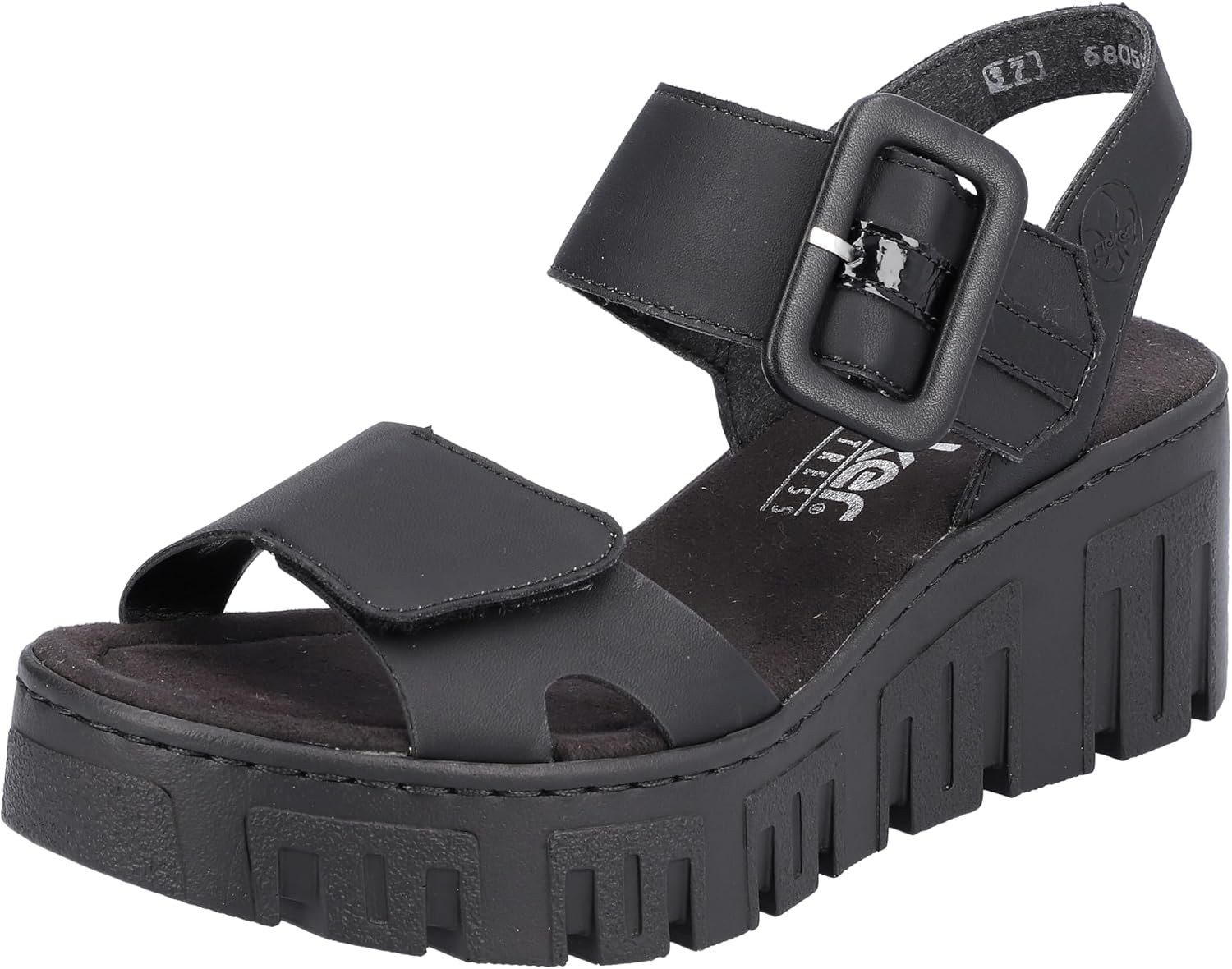 Detalle de Rieker Damen 68050 Sandale – Bequeme Keilabsatz-Sandale aus Synthetik (Mittlere Weite)