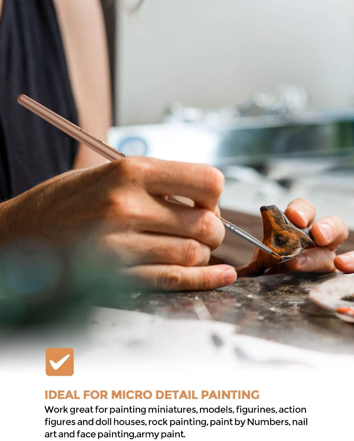 Detalle de Nicpro Fine Paint Brushes 5 PCS – Extra Fine 3/0 Detail Set for Miniatures and Nuanced Art