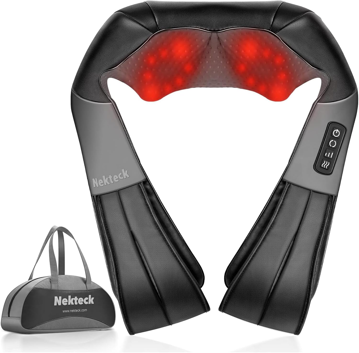 Detalle de Nekteck LMS-801 Shiatsu Neck and Back Massager with Heat, 8 Massage Heads