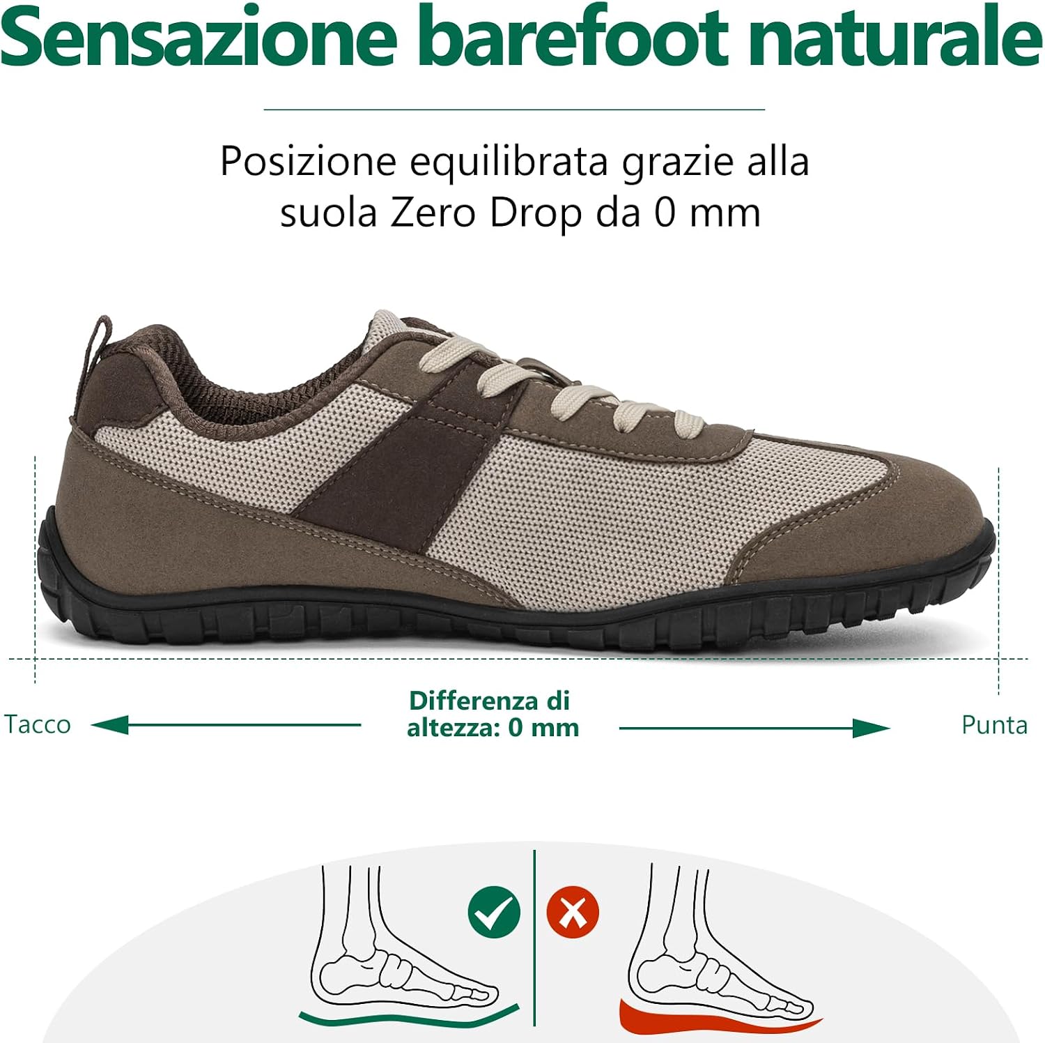 Detalle 2 de SAGUARO Scarpe Minimaliste Uomo: Sneaker barefoot con punta ampia e suola a Zero Drop
