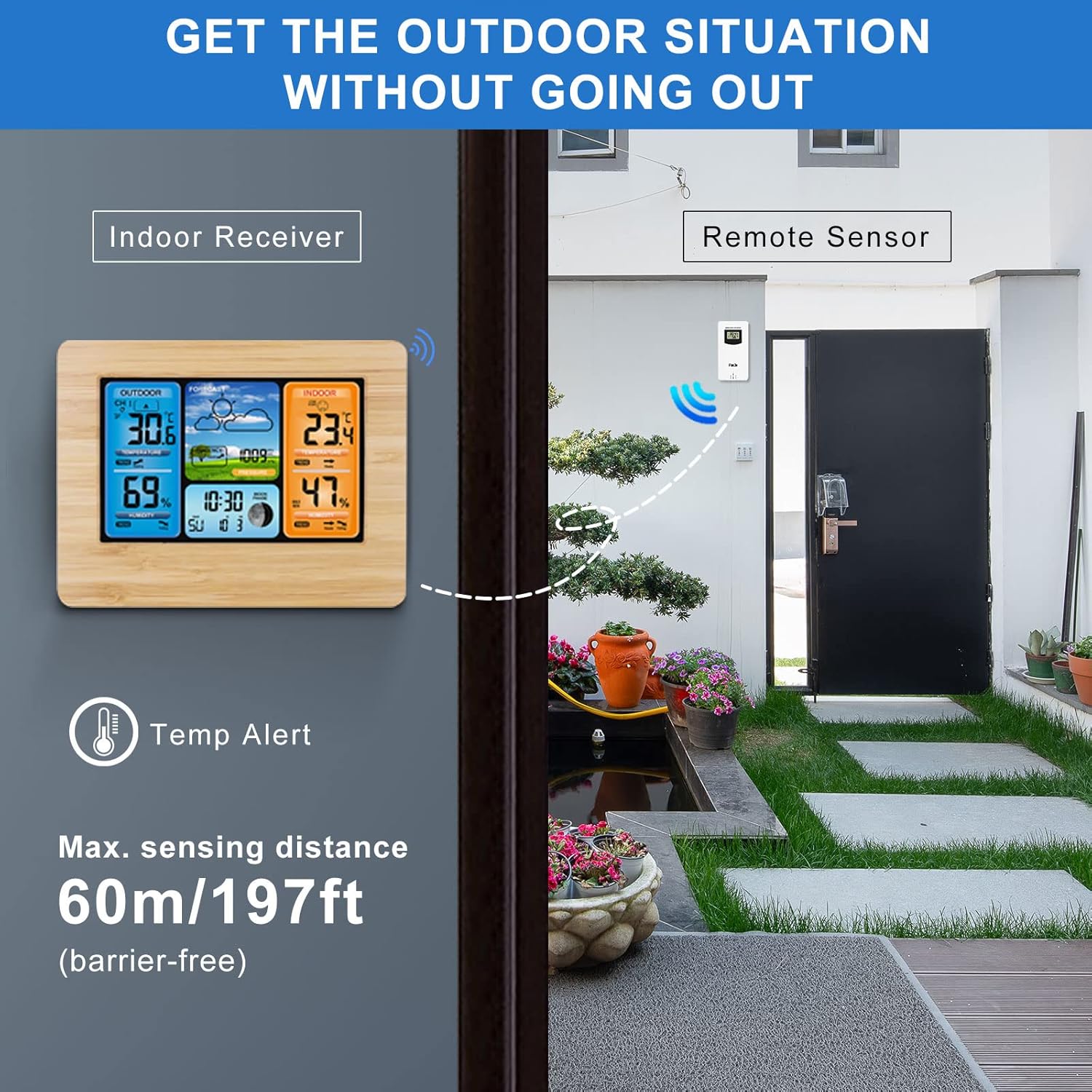 Thumbnail 2 de ONEVER Estación Meteorológica Digital Inalámbrica 🌡️ Barómetro y Alerta