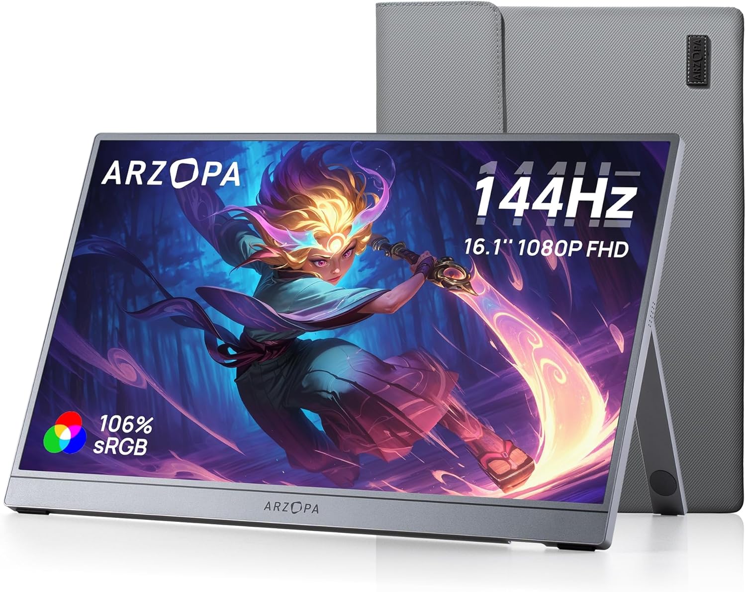 Detalle de ARZOPA Z1FC 16,1" 144Hz Tragbarer Monitor für Gaming