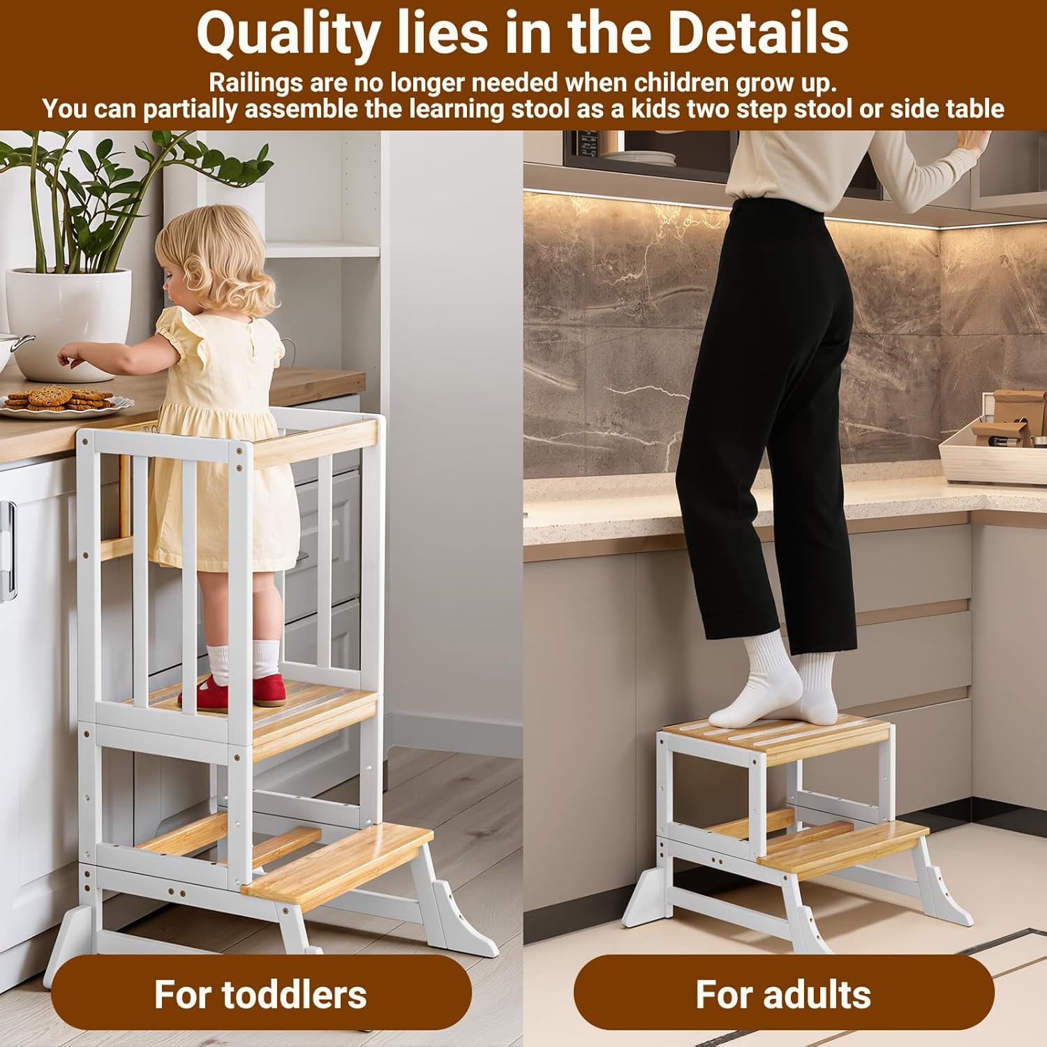Thumbnail 6 de COSYLAND Height-Adjustable Toddler Standing Tower: Stable, Lightweight Kitchen Stool for Growing Kids