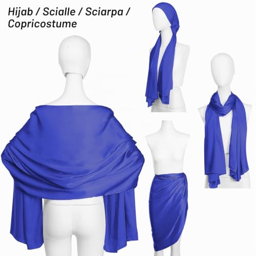 Thumbnail 5 de RIIQIICHY Foulard Sciarpa Seta Donna Blu: leggera, double-face e versatile per cerimonie