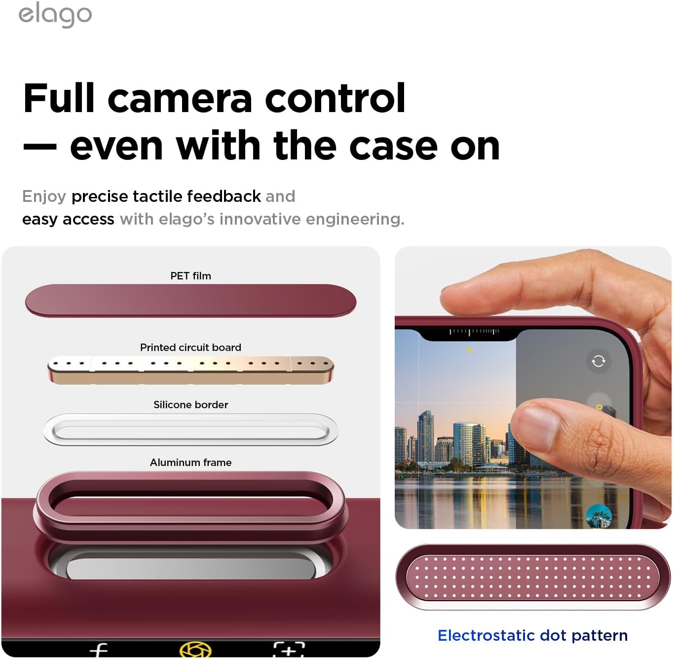 Detalle de elago ES17MSSC69PRO-BGD Magnetic Silicone Case for iPhone 17/18 Pro Max, MagSafe, Burgundy