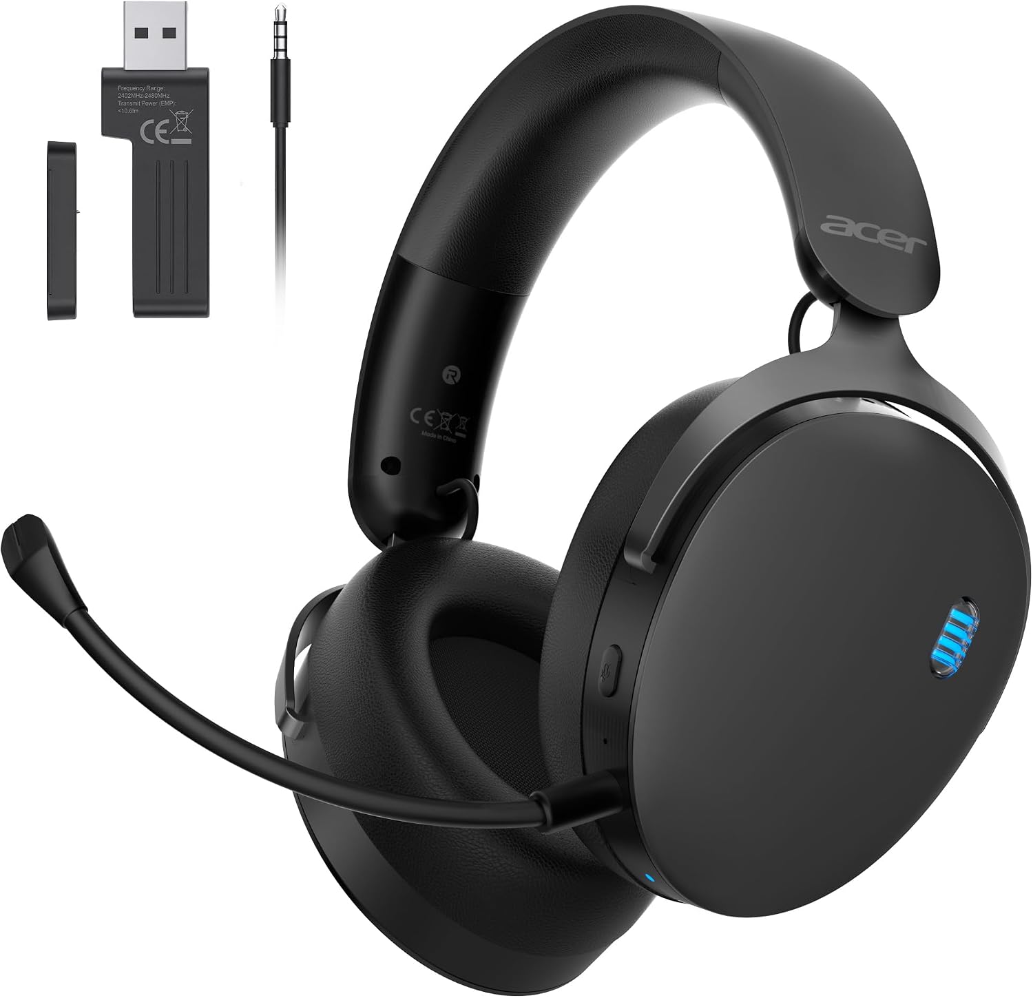 Detalle de Acer 2.4GHz Wireless Gaming Headset (3-in-1) for PS5/PS4/PC/Switch with Mic & Noise Reduction