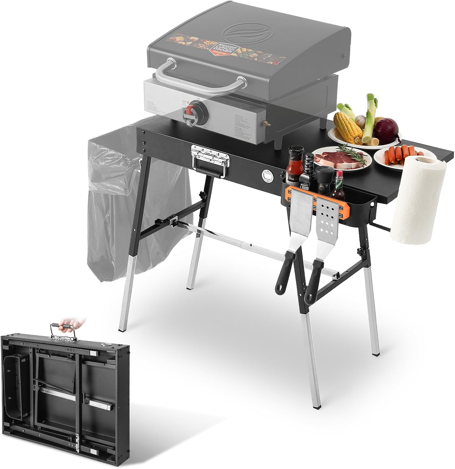 Detalle de AOKEMAi Grill Table-CA Folding Grill Stand with Adjustable Legs