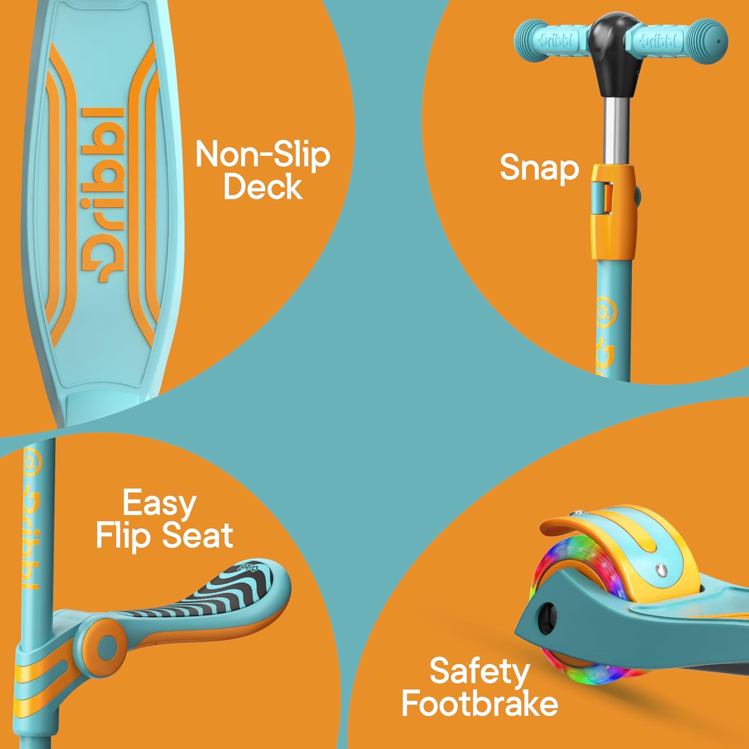 Thumbnail 5 de Aqua Orange 3 Wheel Scooter with Seat for Kids 🛴