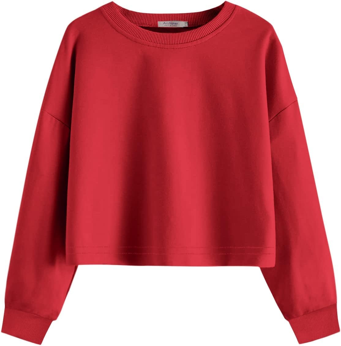 Detalle de Arshiner Sweat-Shirt à manches longues pour fille en coton, rouge 150