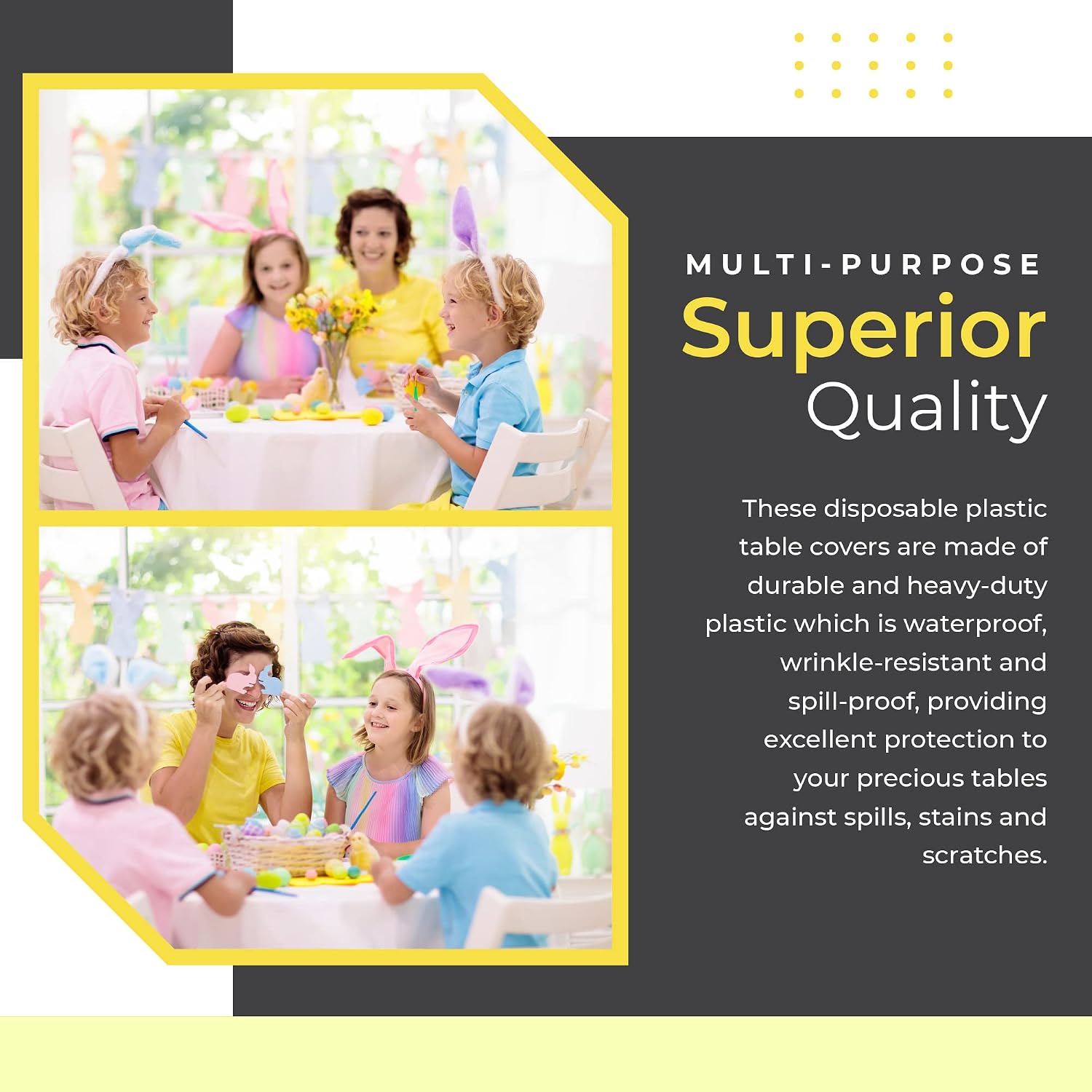 Detalle de 14-Pack Premium White Plastic Round Tablecloth (84 x 84 in.) — Disposable Round Table Cover for Parties & Weddings