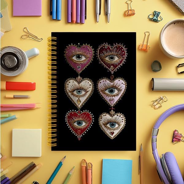 Detalle 2 de Wagoba Gothic Heart Eye Spiral Hardcover Notebook, 80 Pages, 5.5 x 8.3 Inch
