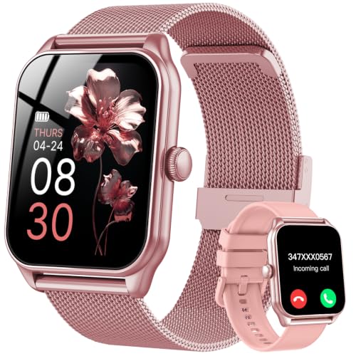 Detalle de Taopodo JX637 Damen Smartwatch mit Telefonfunktion – 1,83 Zoll Touchscreen, 120+ Sportmodi, IP68, Herzfrequenz & Schlafmonitor (Rose)
