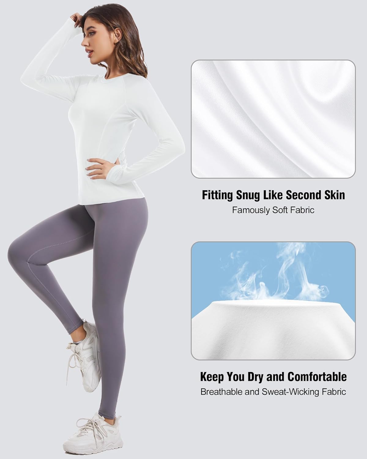 Thumbnail 3 de Women's Long Sleeve Compression Shirts: 4-Pack Performance Tops for All-Season Workouts