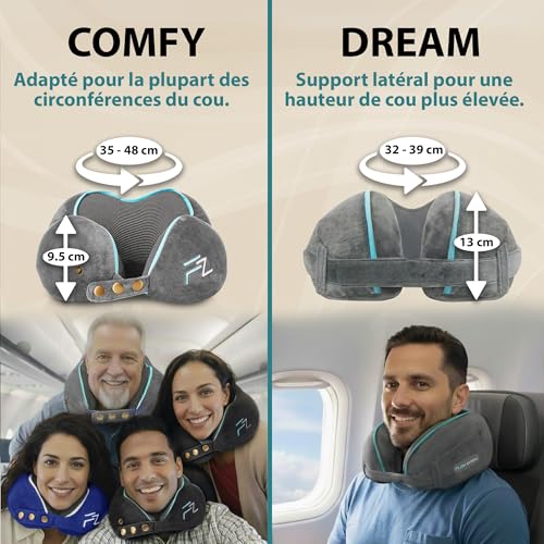 Detalle 2 de FLOWZOOM Dream, coussin de voyage en mousse à mémoire de forme, gris