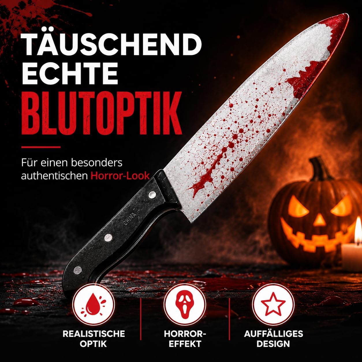 Detalle de TK Gruppe Timo Klingler 6695K – sztuczny nóż na Halloween, ok. 34 cm