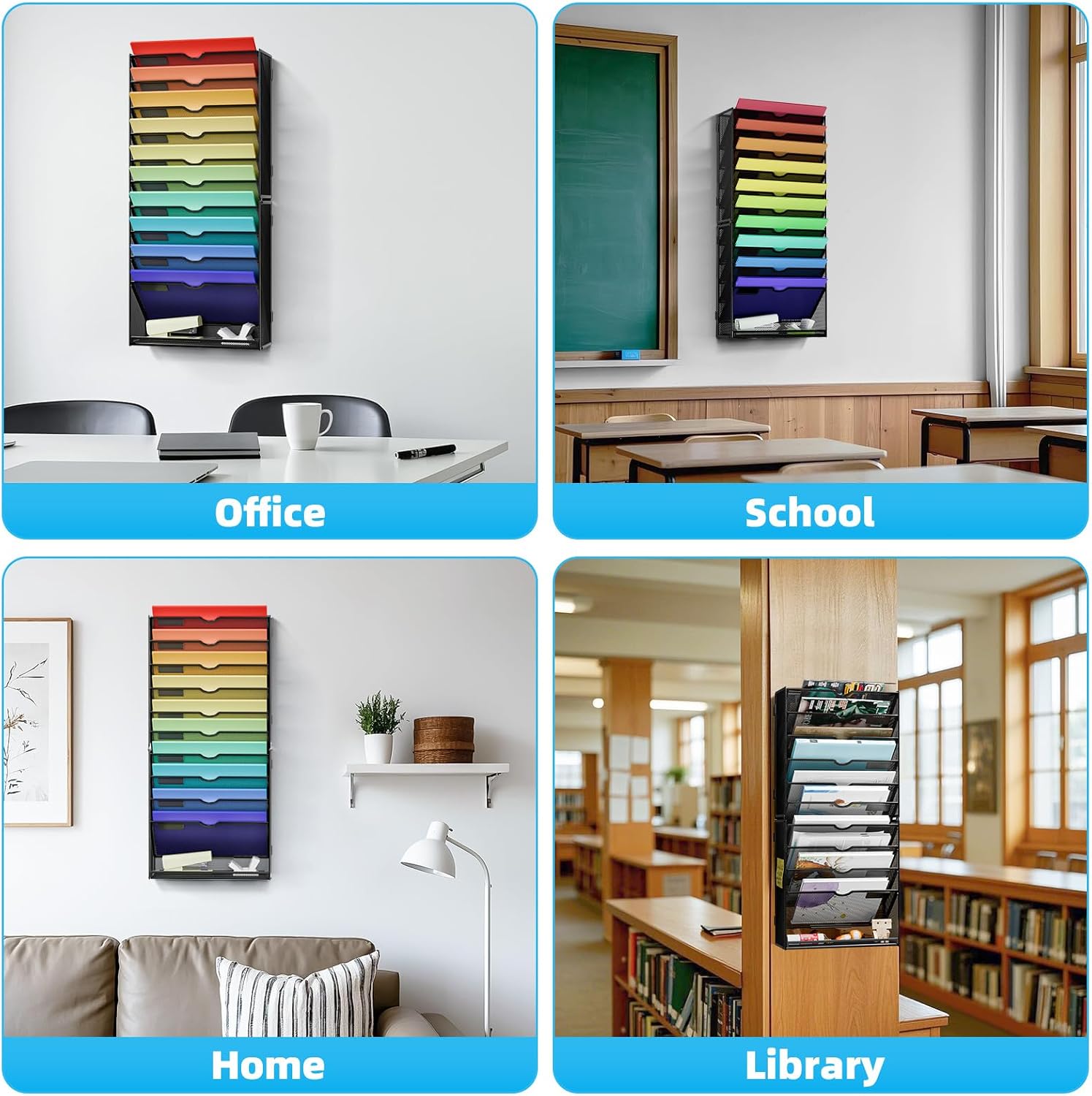 Thumbnail 6 de Marbrasse 11 tier - Black Wall File Holder, Metal Mesh, Powder-Coated Finish
