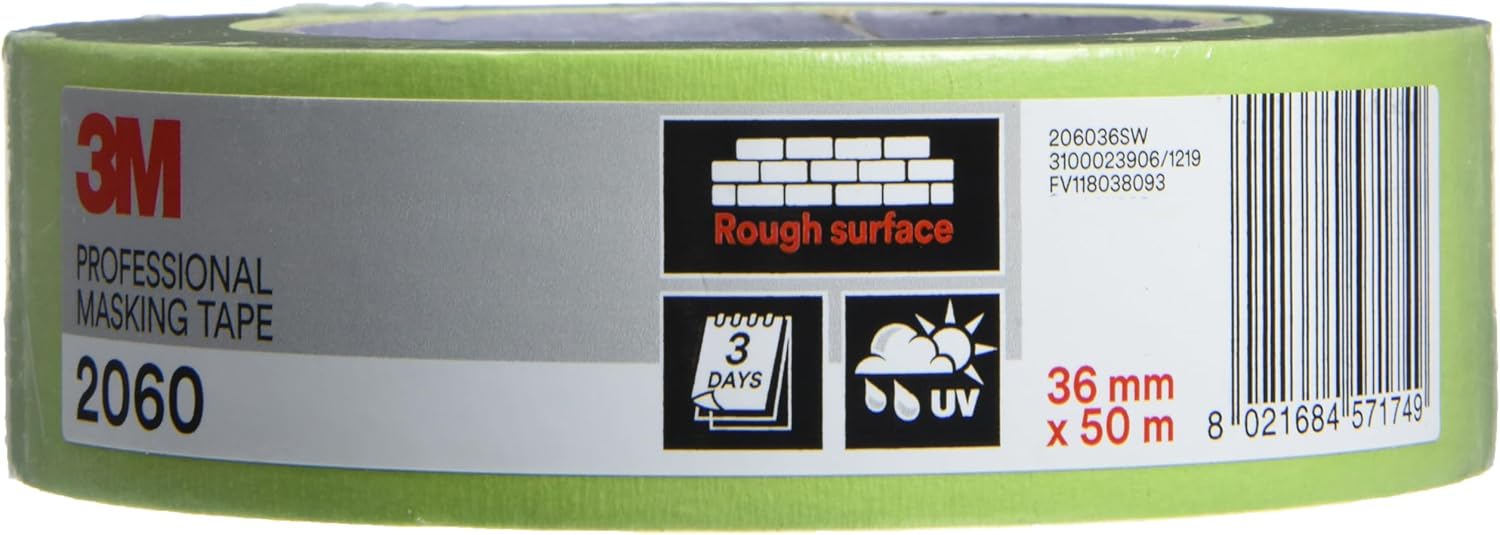 Thumbnail 4 de 3M Ruban de masquage 2060 – surfaces rugueuses, haute adhésivité, intérieur & extérieur, 36 mm x 50 m