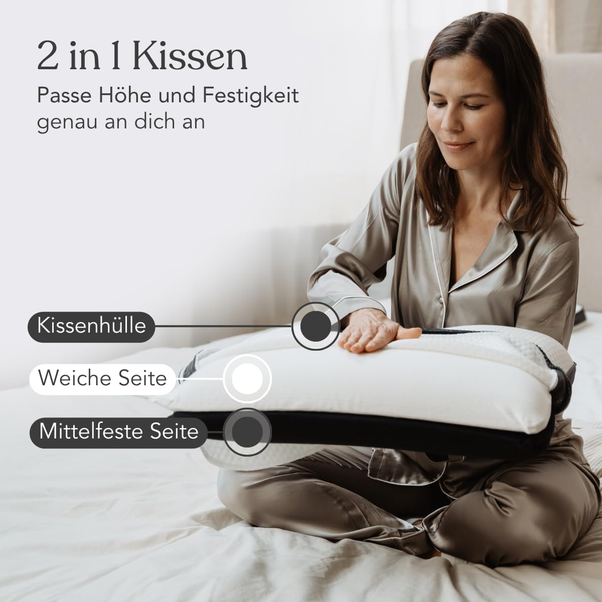 Detalle de Liebscher & Bracht Nackenstützkissen orthopädisch 40x55 cm – höhenverstellbar, mittelfest bis fest, atmungsaktiv & waschbar