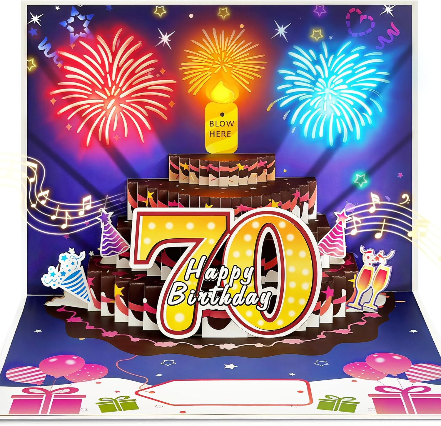 Thumbnail 6 de YianHien 80th Birthday Card: Musical Pop‑Up Card with LED Candle