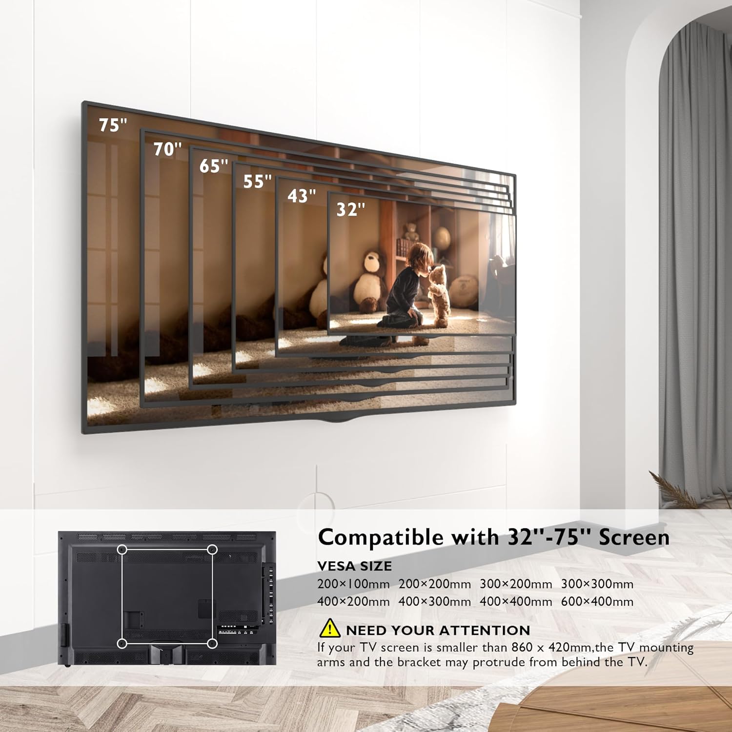 Thumbnail 5 de BONTEC Extra Long Articulating TV Wall Bracket 60 kg