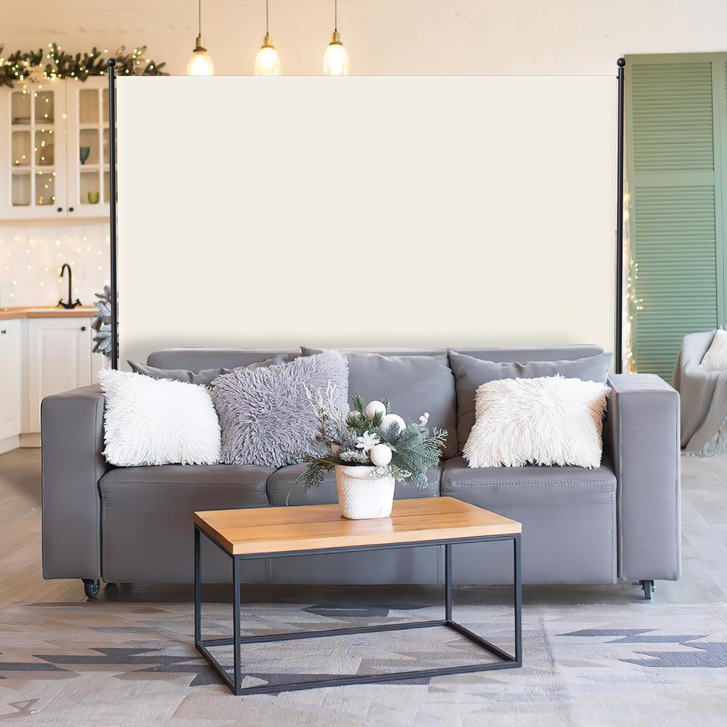 Thumbnail 4 de Vigevee Paravent: divisorio pieghevole indipendente, 187 x 181 cm, beige – mobilità e flessibilità per uffici, balconi e living
