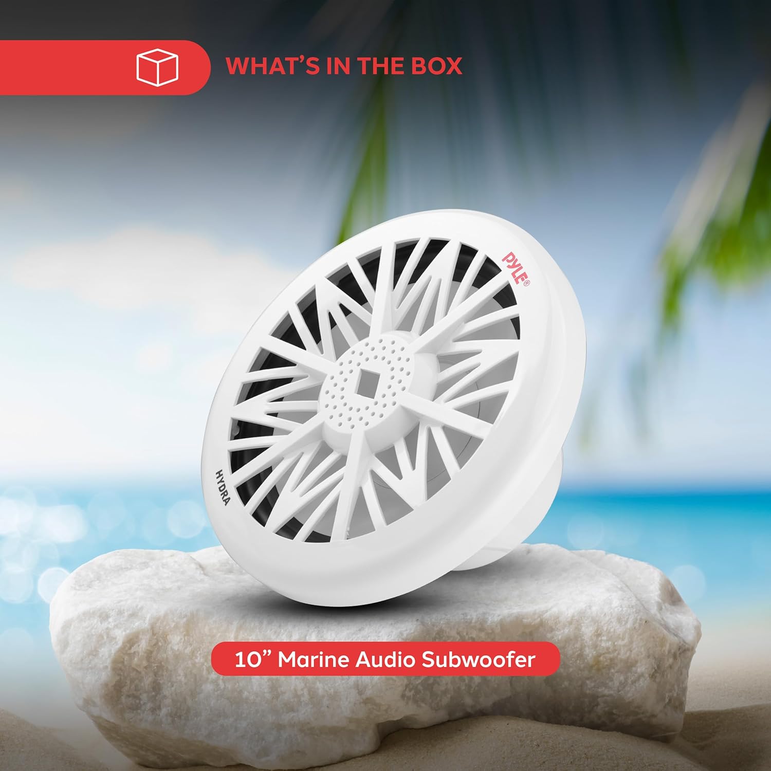 Detalle 2 de Pyle PLMRW10 10 inch 500W 4 Ohm Marine Subwoofer – White