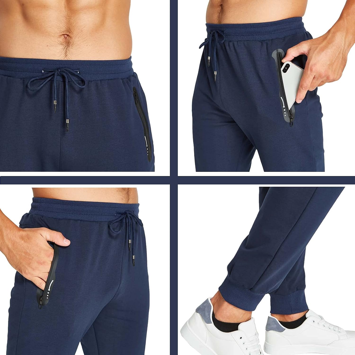 Thumbnail 3 de JustSun joggingbroek voor heren met ritszakken, katoenmix en elastische tailleband