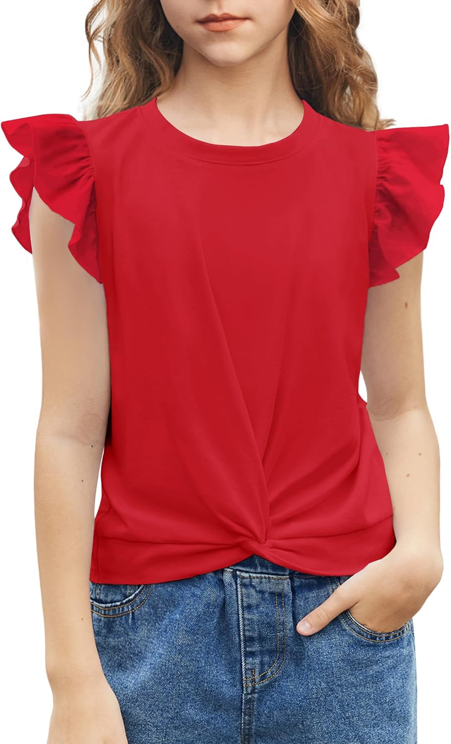 Thumbnail 6 de Arshiner Fille 5-12 Ans – T-shirt été à manches courtes avec twist et volants