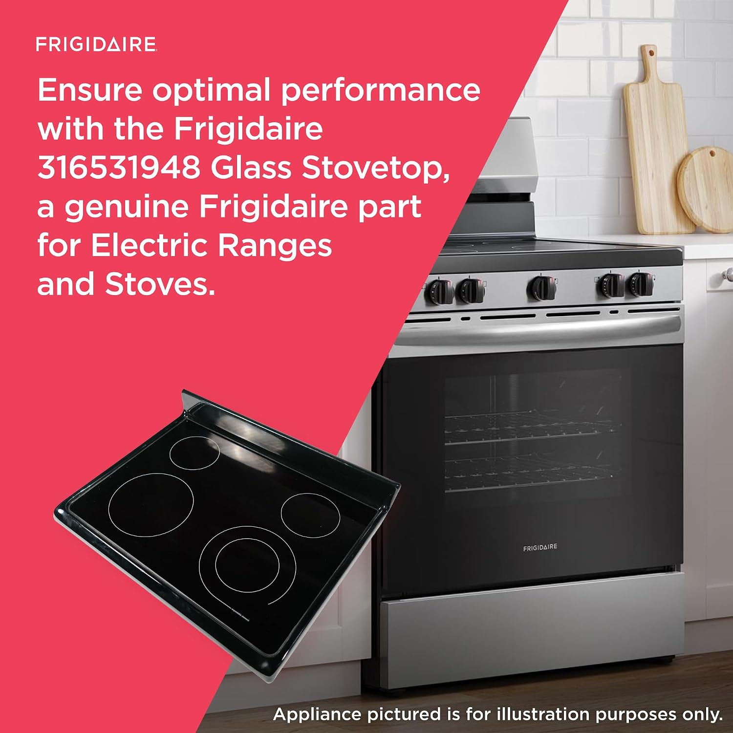 Detalle de Frigidaire 316531948 Glass Stovetop for Electric Ranges, Black