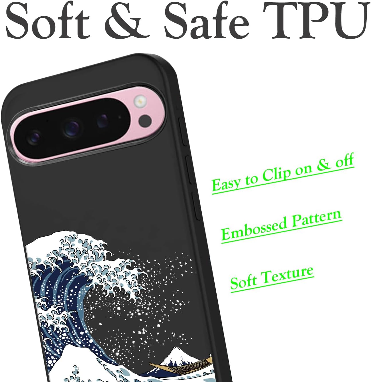 Thumbnail 4 de Unov Case for Google Pixel 9 / Pixel 9 Pro (2024) 5G – Great Wave Embossed TPU Case